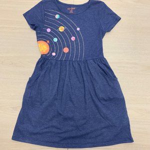 Cat & Jack Girls' Navy Solar System Jersy Dress w/Pockets, Size M (7/8)